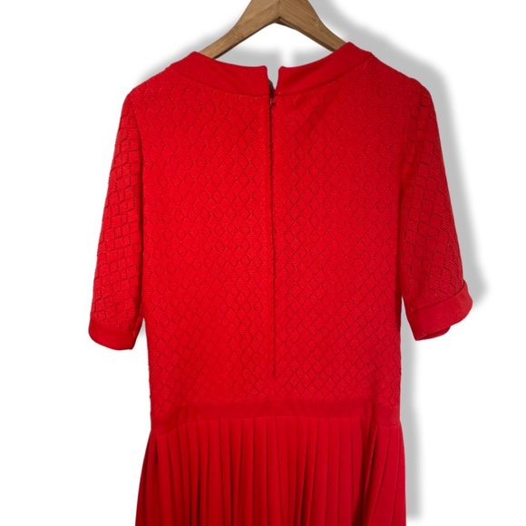 Vintage 1960s Pleated Sweater Dress Pointelle Knit Mr Mench of Dallas - Picture 6 of 8